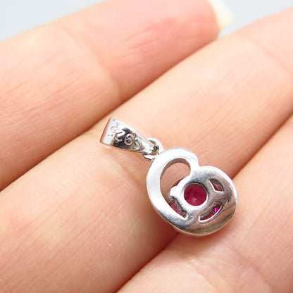 925 Sterling Silver White & Pink C Z Pendant