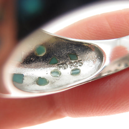 FD FELICIA DESIGN 925 Sterling Silver Vintage Real Opal Dome Ring Size 9.25