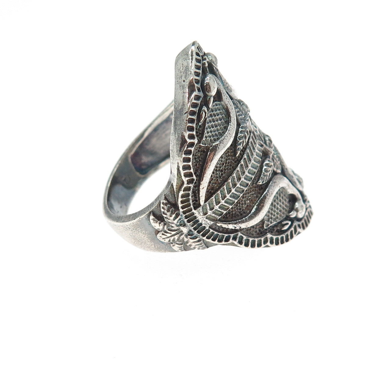 925 Sterling Silver Vintage TJC Bird of Paradise Oxidized Ring Size 9.5