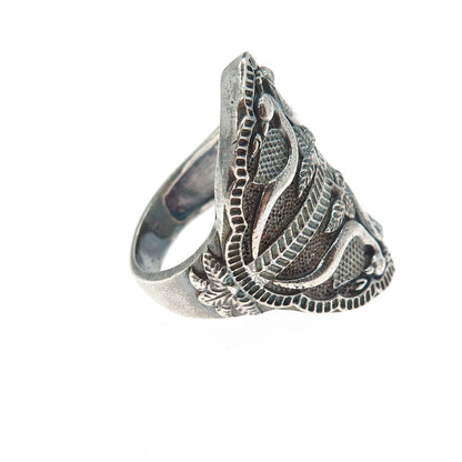 925 Sterling Silver Vintage TJC Bird of Paradise Oxidized Ring Size 9.5