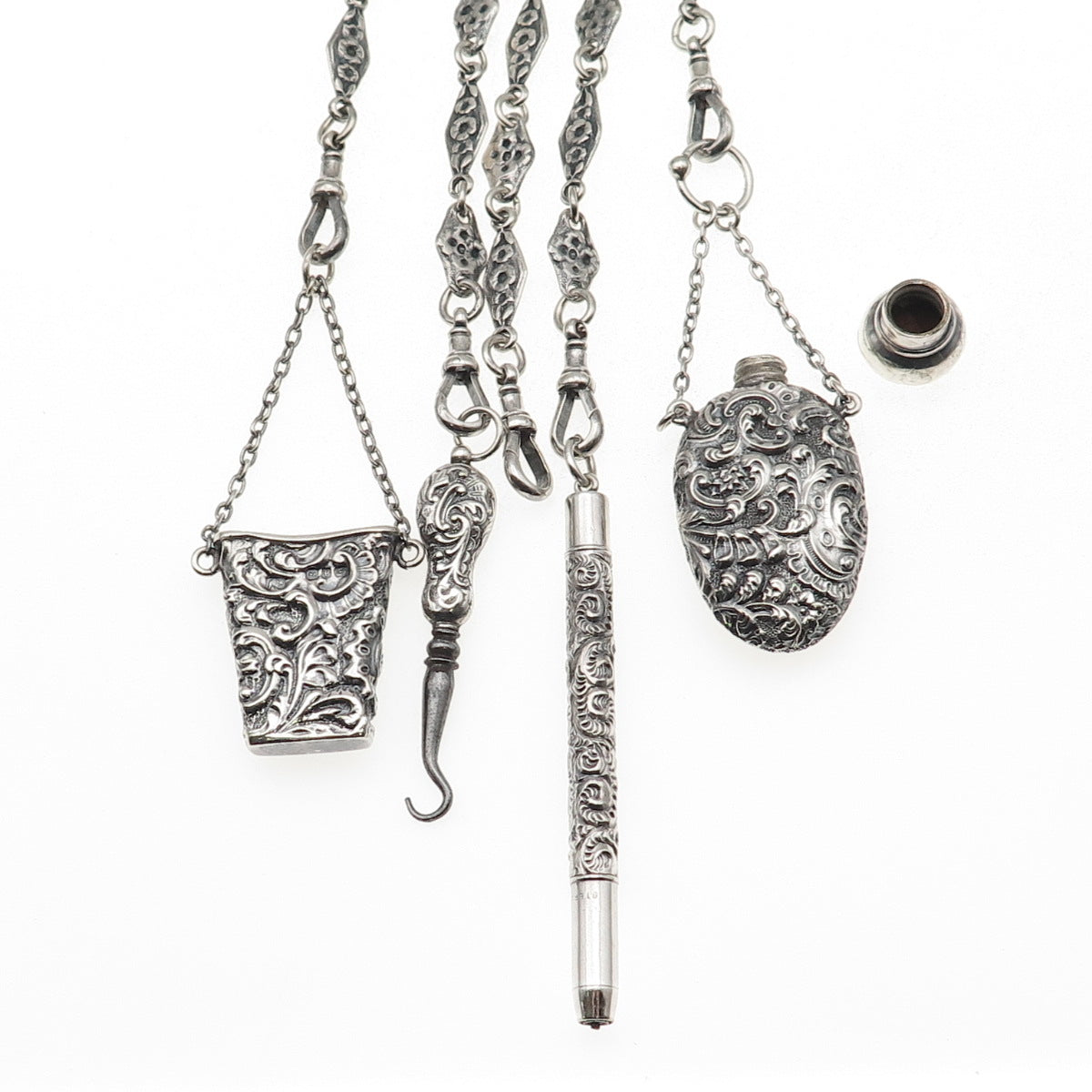 David & Lionel Spiers 925 Sterling Silver Antique 1889 Birmingham Chatelaine Fob
