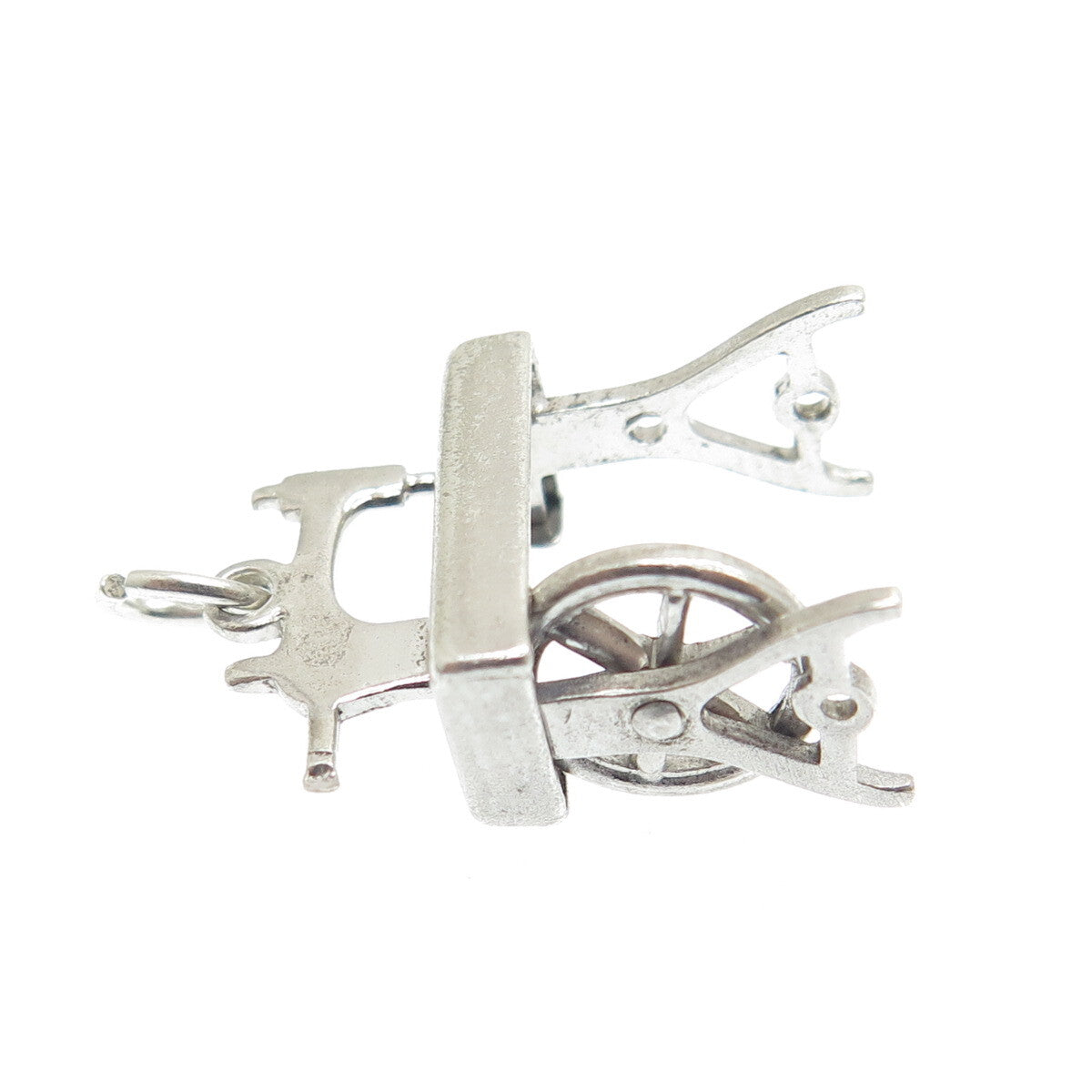 CARL ART 925 Sterling Silver Antique Art Deco Sewing Machine 3D Pendant