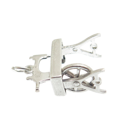 CARL ART 925 Sterling Silver Antique Art Deco Sewing Machine 3D Pendant