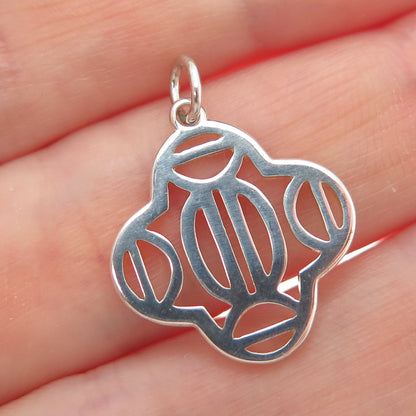 925 Sterling Silver Vintage Ornate Flower Charm Pendant