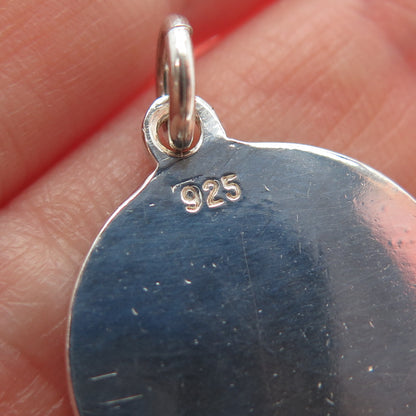 925 Sterling Silver Vintage Enamel Splash Flower Charm Pendant