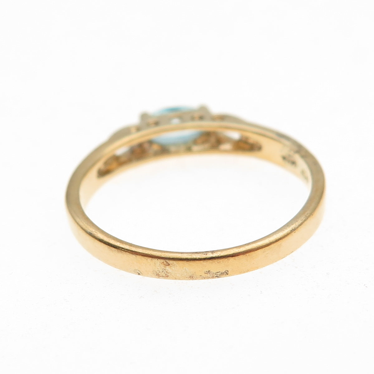 925 Sterling Silver Gold Plated Real Marquise-Cut Blue Topaz Ring Size 10