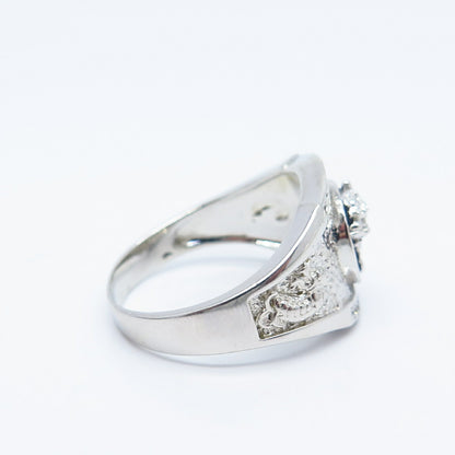 925 Sterling Silver C Z & Enamel Wild Animal Ring Size 11