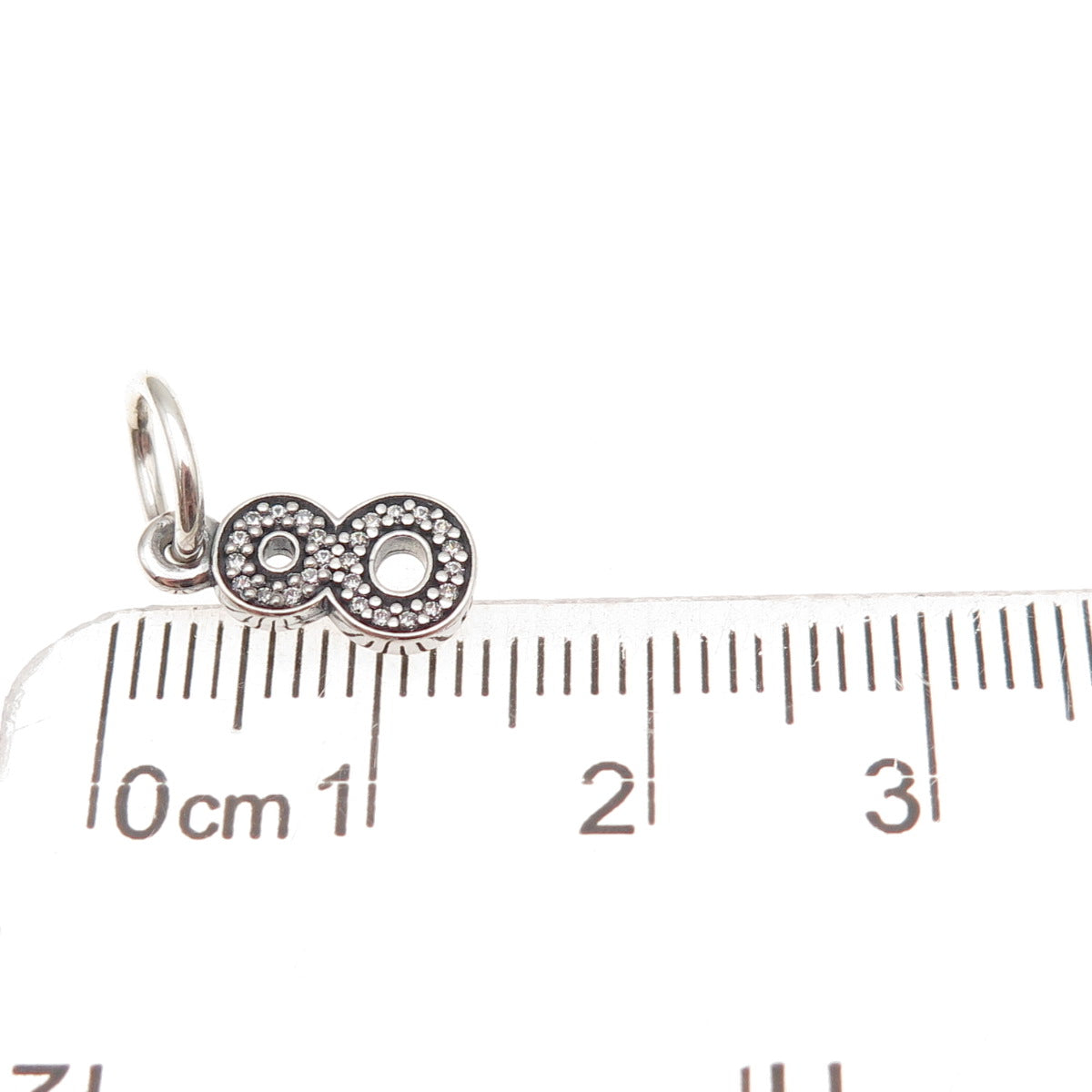 Pandora 925 Sterling Silver C Z Lucky Number 8 Dangle Charm Pendant