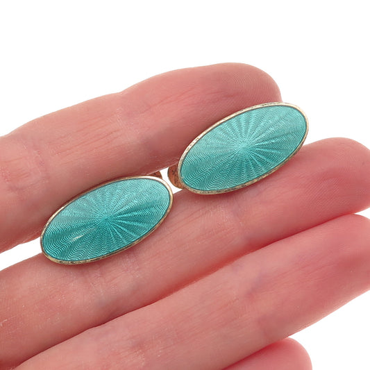 David Andersen 925S Sterling Silver Gold Plated Vintage Norway Enamel Cufflinks