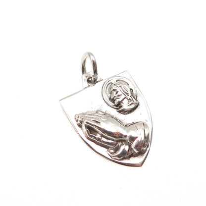 Hayward Sterling Silver Antique Art Deco Jesus Prayer Hands Mini Charm Pendant