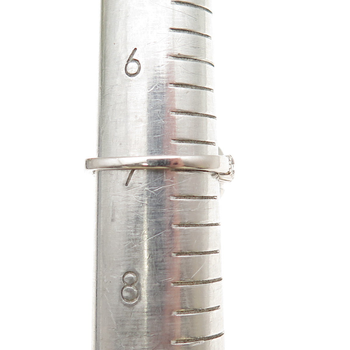 925 Sterling Silver Vintage Round-Cut Lab-Created Ruby & C Z Ring Size 7