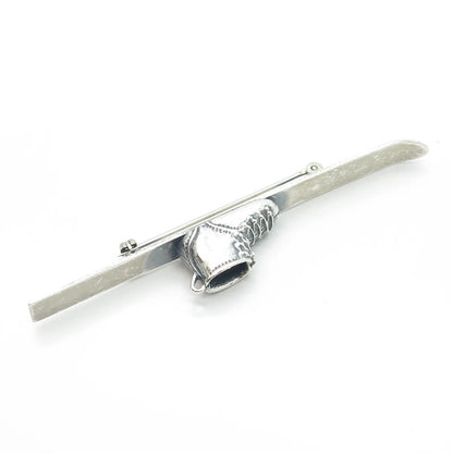 925 Sterling Silver Vintage BEAU Ski & Boot Pin Brooch