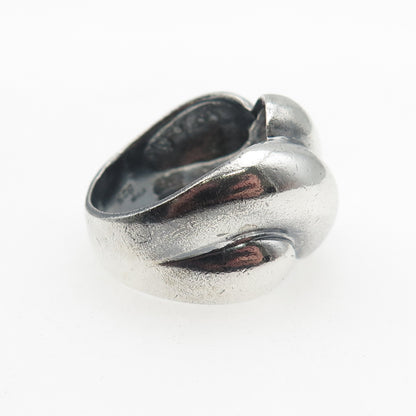925 Sterling Silver Vintage Modernist Dome Oxidized Ring Size 9