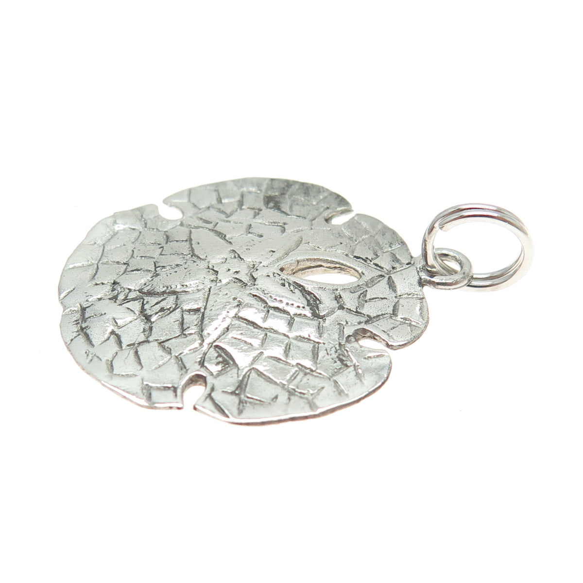 925 Sterling Silver Vintage Sand Dollar Dragon Skin Charm Pendant