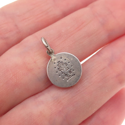 Creed 925 Sterling Silver Vintage St. Mary Miraculous Oxidized Charm Pendant