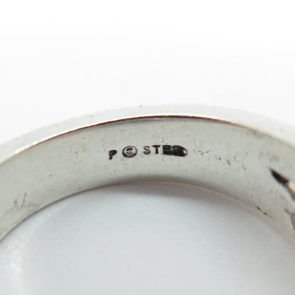 925 Sterling Silver Vintage Ribbed Ring Size 6.25