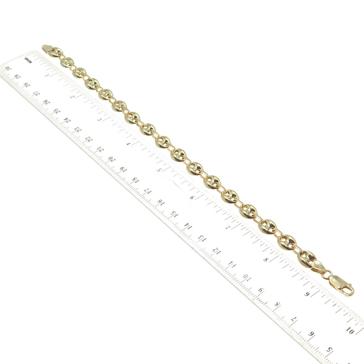 925 Sterling Silver Gold Plated Anchor Mariner Link Anklet / Bracelet 9"