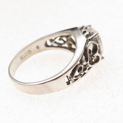 Avon 925 Sterling Silver Vintage Oval-Cut C Z Heart Oxidized Ring Size 9.5