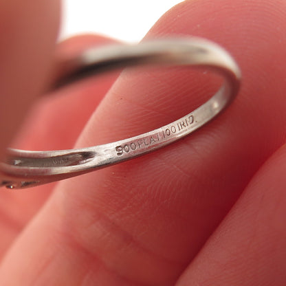 Platinum Antique Real Round-Cut Diamond Ring Size 5.5