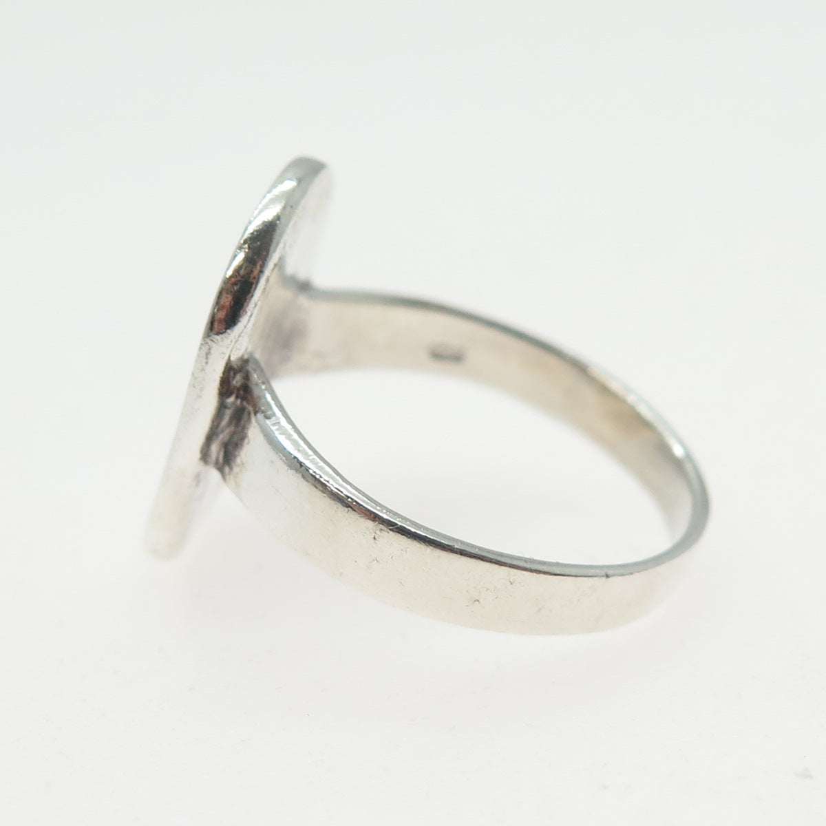 925 Sterling Silver Vintage Runic Symbol Oxidized Ring Size 7.5