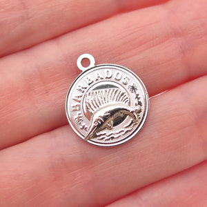 CREA 925 Sterling Silver Vintage Barbados Swordfish Mini Charm Pendant