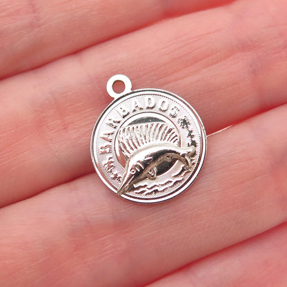 CREA 925 Sterling Silver Vintage Barbados Swordfish Mini Charm Pendant