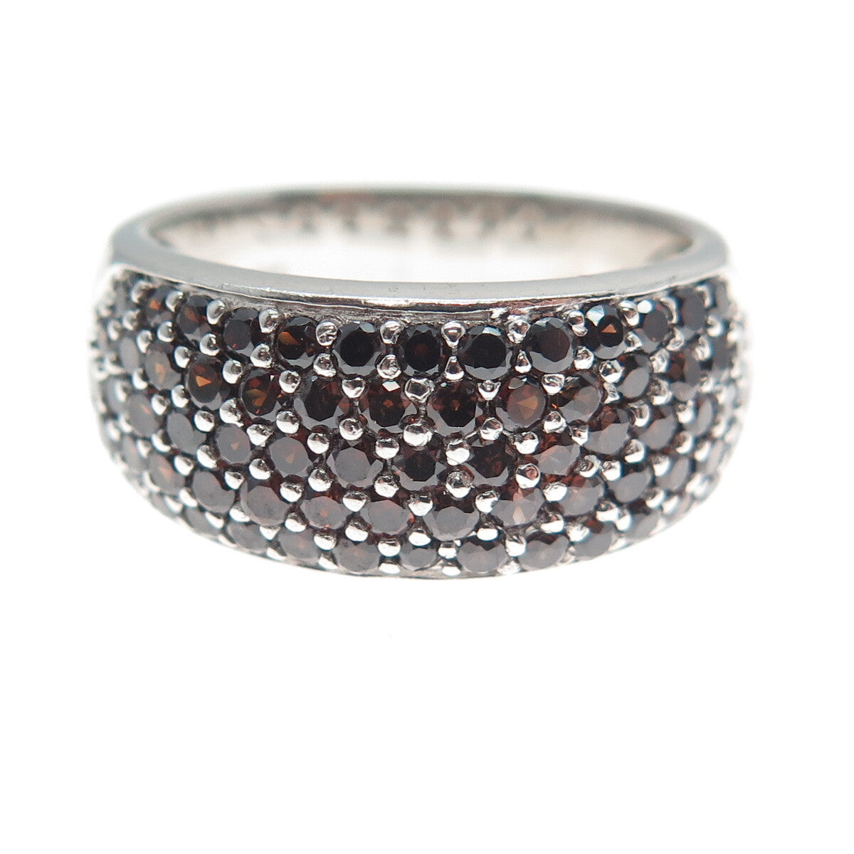 TC CROWN 925 Sterling Silver Round-Cut Cognac C Z Ring Size 7