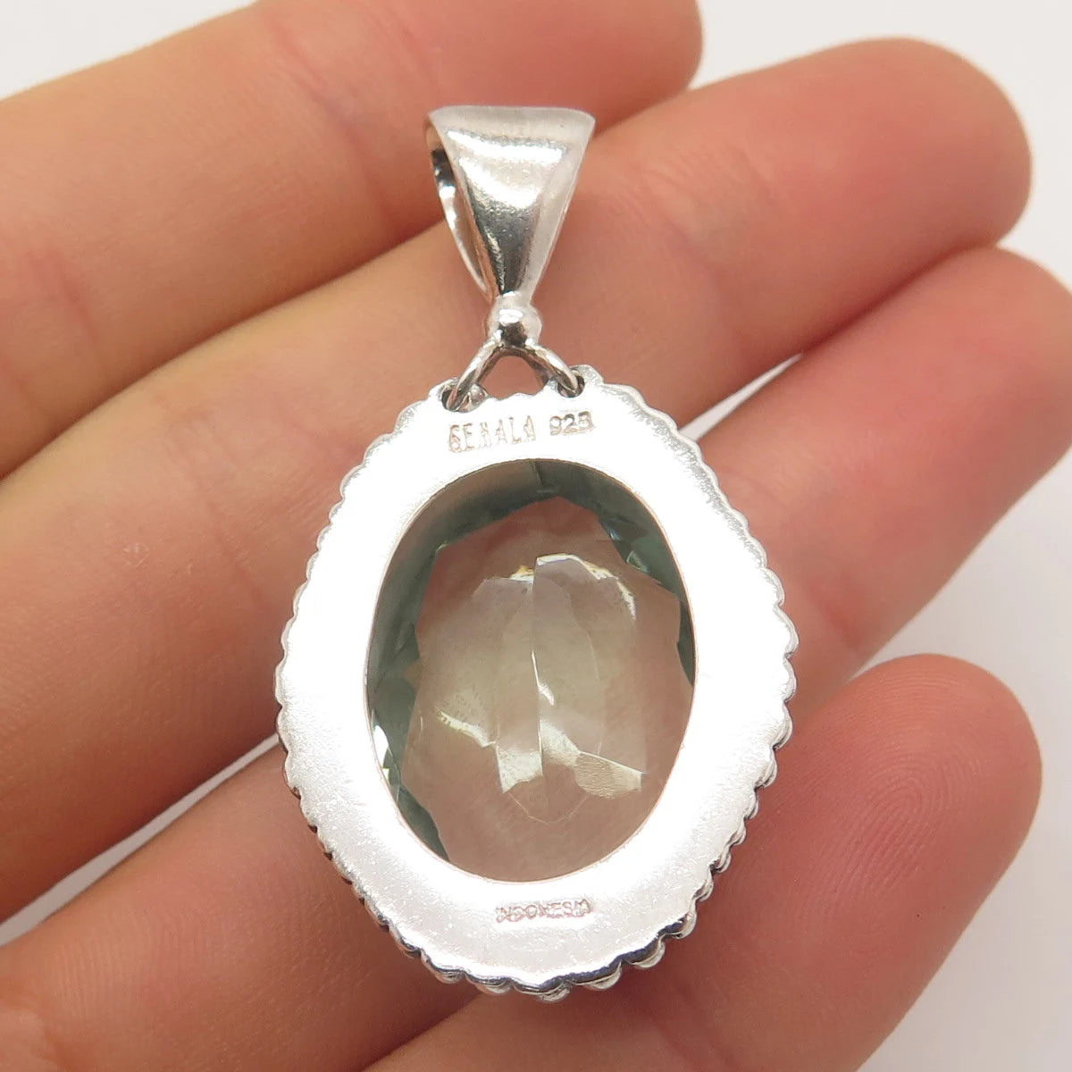 925 Sterling Silver Vintage Gemala Blue Glass Beaded Pendant