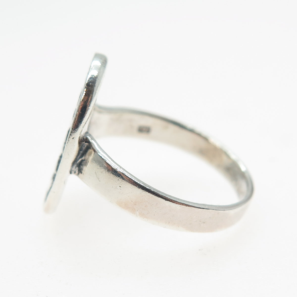 925 Sterling Silver Vintage Runic Symbol Oxidized Ring Size 7.25