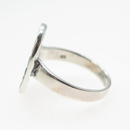 925 Sterling Silver Vintage Runic Symbol Oxidized Ring Size 7.25