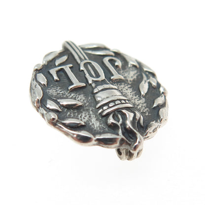 925 Sterling Silver Antique Art Deco JCL Junior Classical League Torch Brooch
