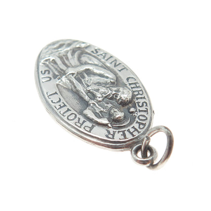 925 Sterling Silver Antique Art Deco St. Christopher Religious Charm Pendant