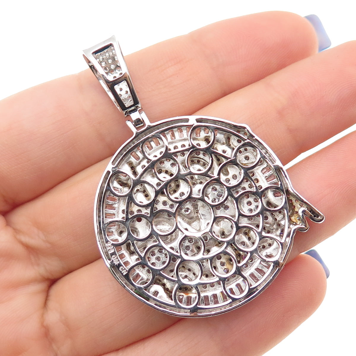 925 Sterling Silver Enamel Multi-Cut C Z Black Lives Matter Charm Pendant