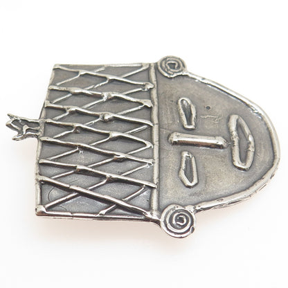 LOUIS KROLL 925 Sterling Silver Vintage 1989 African Mask Ethnic Pendant