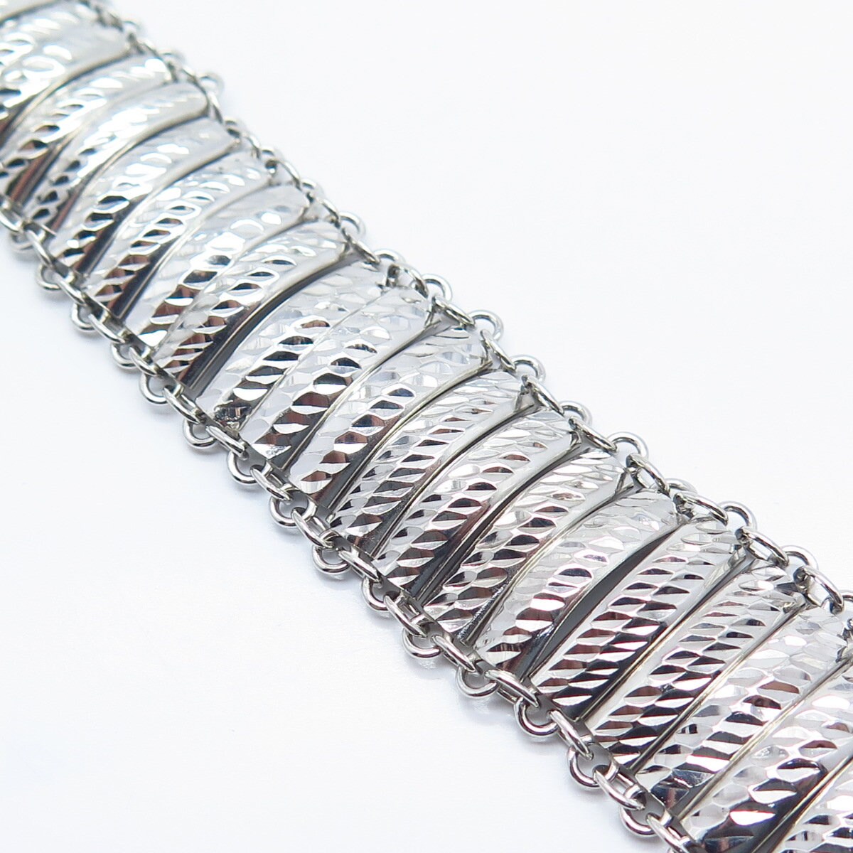 925 Sterling Silver Vintage Turkey Panel Link Bracelet 7.75"