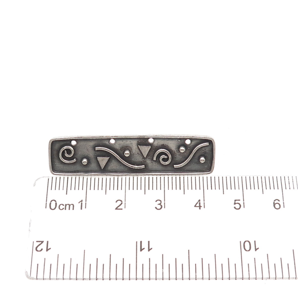 925 Sterling Silver Vintage Ethnic Oxidized Bar Pin Brooch