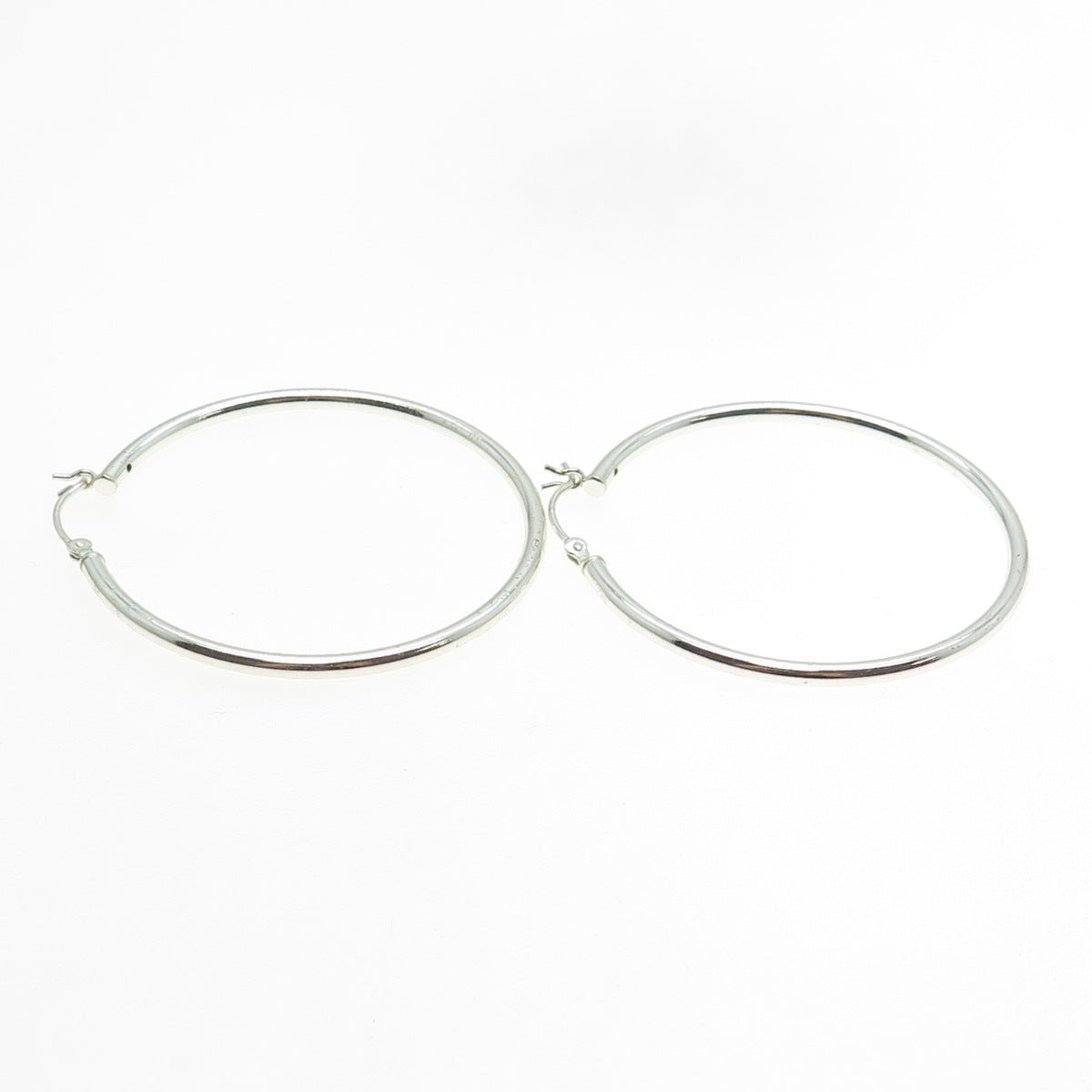 925 Sterling Silver Classic Hinged Hoop Earrings