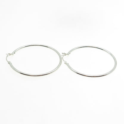 925 Sterling Silver Classic Hinged Hoop Earrings