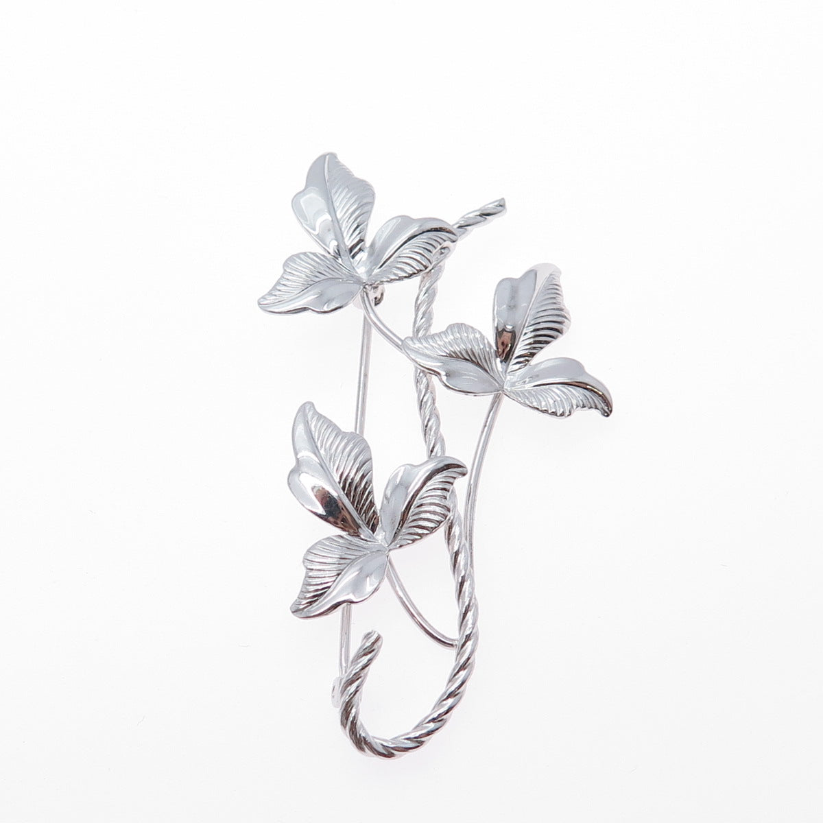 VAN DELL 925 Sterling Silver Vintage Floral Leaf Pin Brooch