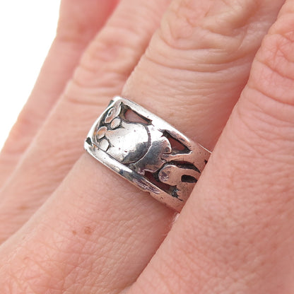 J.D. Schlang Co. 925 Sterling Silver Antique Art Deco Floral Band Ring Size 7