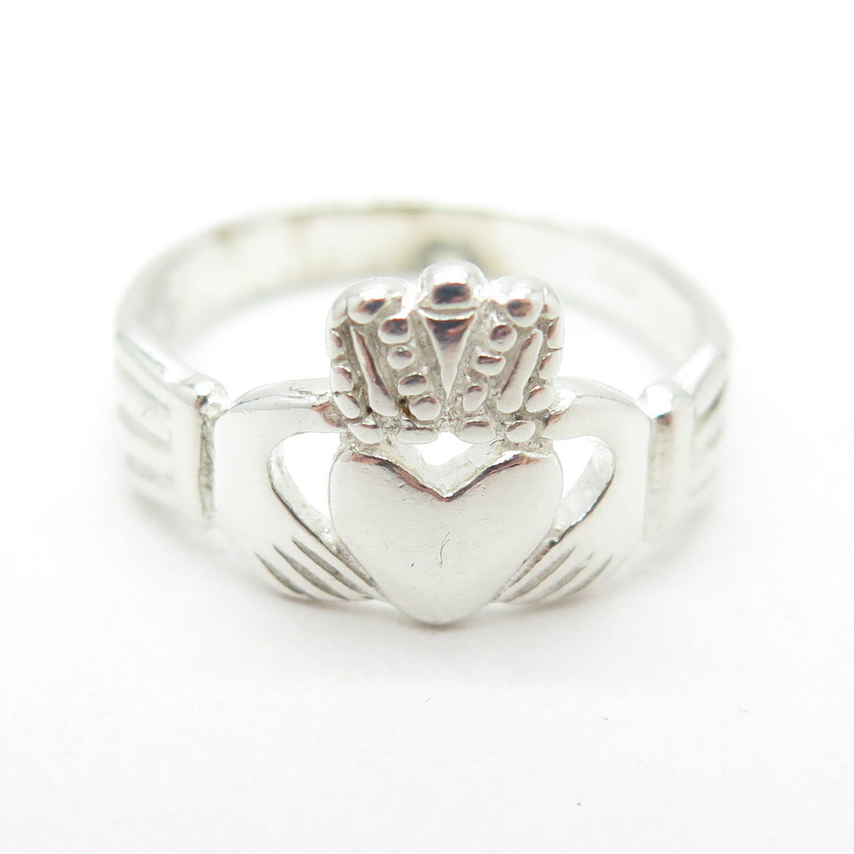 925 Sterling Silver Vintage Irish Claddagh Ring Size 8.25