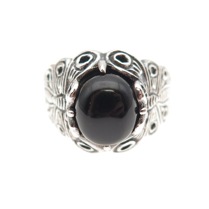 Chapal Zenray 925 Sterling Silver Vintage Real Black Onyx Butterfly Ring Size 9