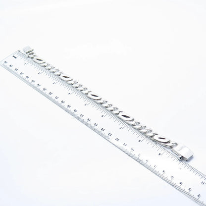 925 Sterling Silver Vintage Mexico Fancy Figaro Link Bracelet 8.75"