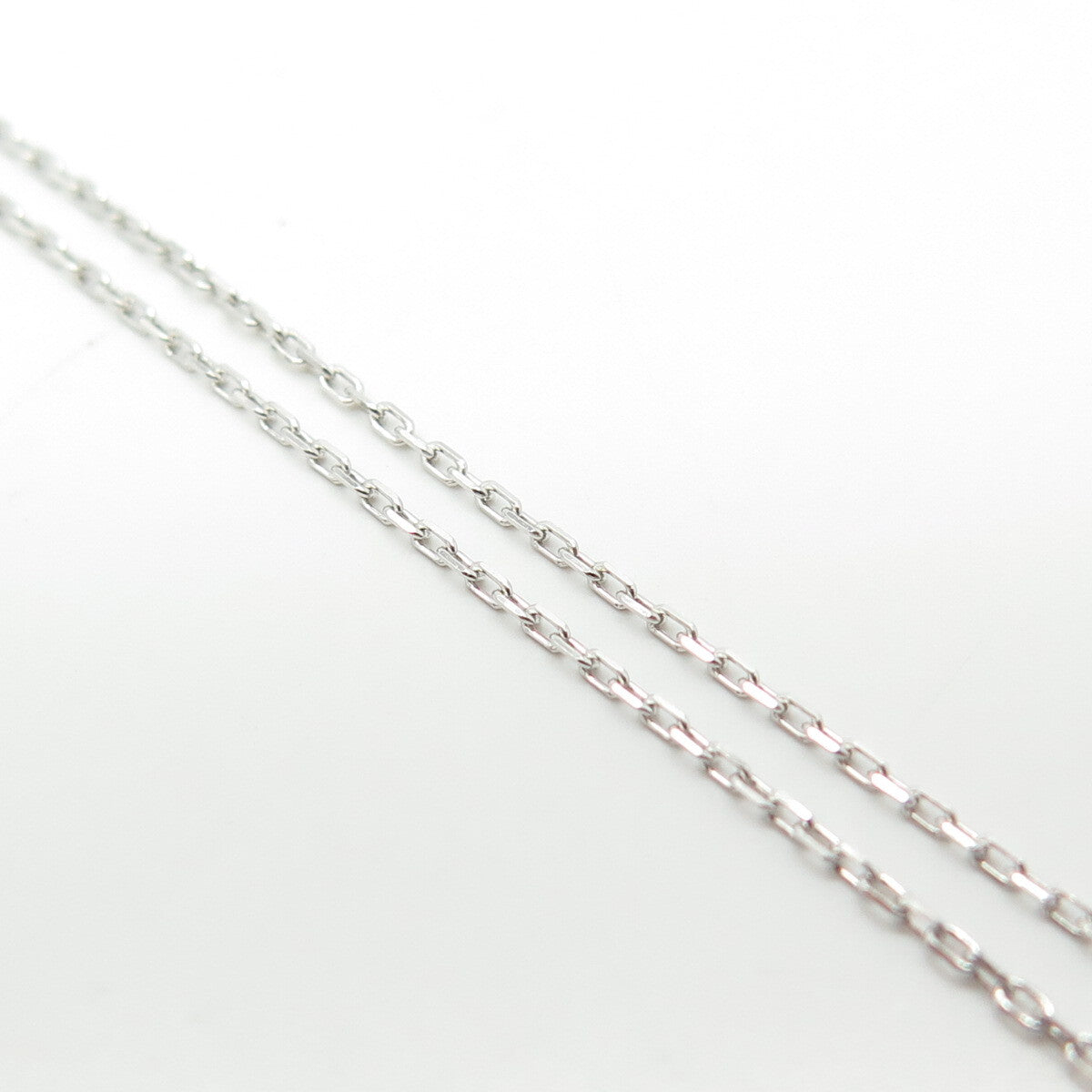 925 Sterling Silver White & Blue C Z Rolo Chain Necklace 18"