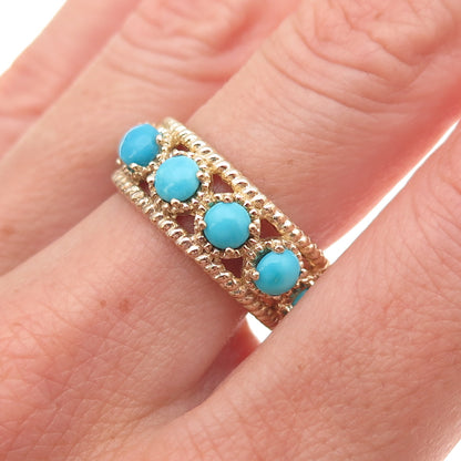 Chuck Clemency 925 Sterling Silver Gold Plated Real Turquoise Ring Size 8.25