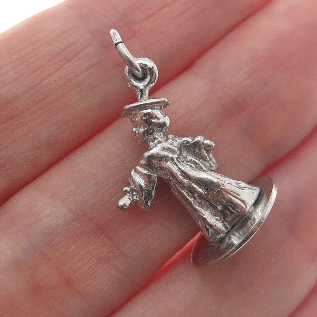 925 Sterling Silver Vintage Graduate Boy Minimalist 3D Charm Pendant