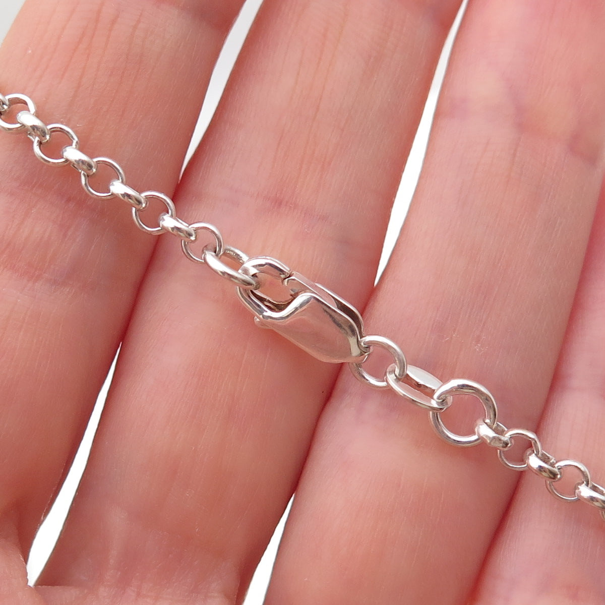 925 Sterling Silver Vintage Enamel Bar Rolo Link Bracelet 6.5"
