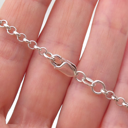 925 Sterling Silver Vintage Enamel Bar Rolo Link Bracelet 6.5"