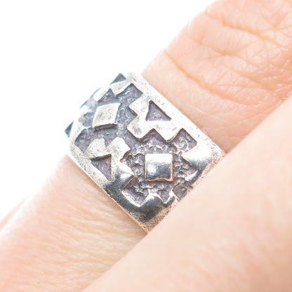 925 Sterling Silver Vintage Cross Oxidized Band Ring Size 7.25