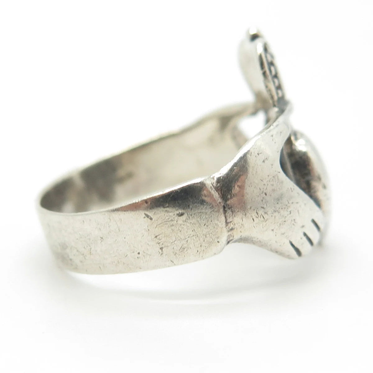 925 Sterling Silver Vintage Irish Claddagh Ring Size 11.75